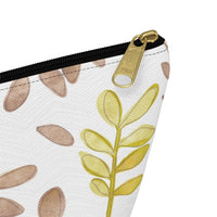 Watercolor Tossed Leaves Accessory Pouch w T-bottom in Red